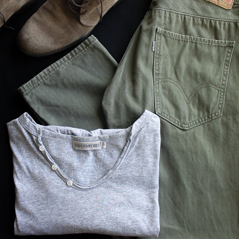 Mens Levi Olive Green Jeans W33 L32